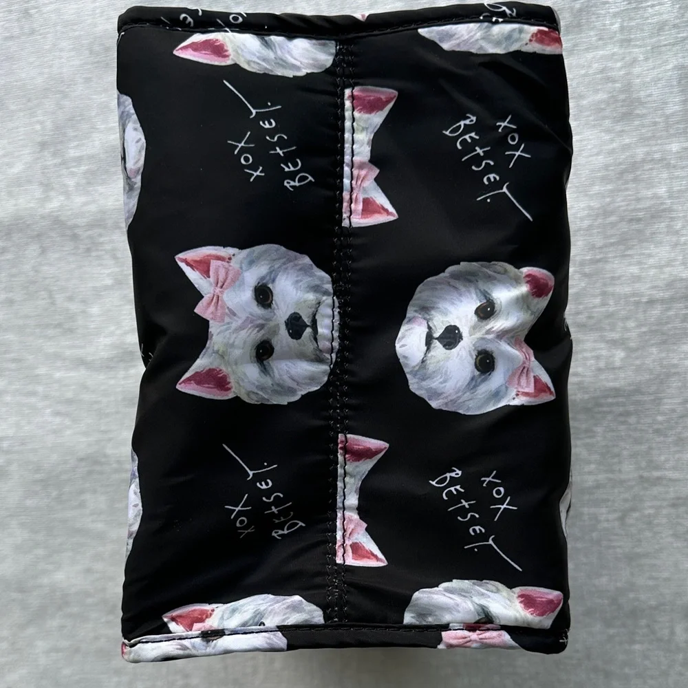 Betsey Johnson Black and White Dog Print Insulated Lunch Bag